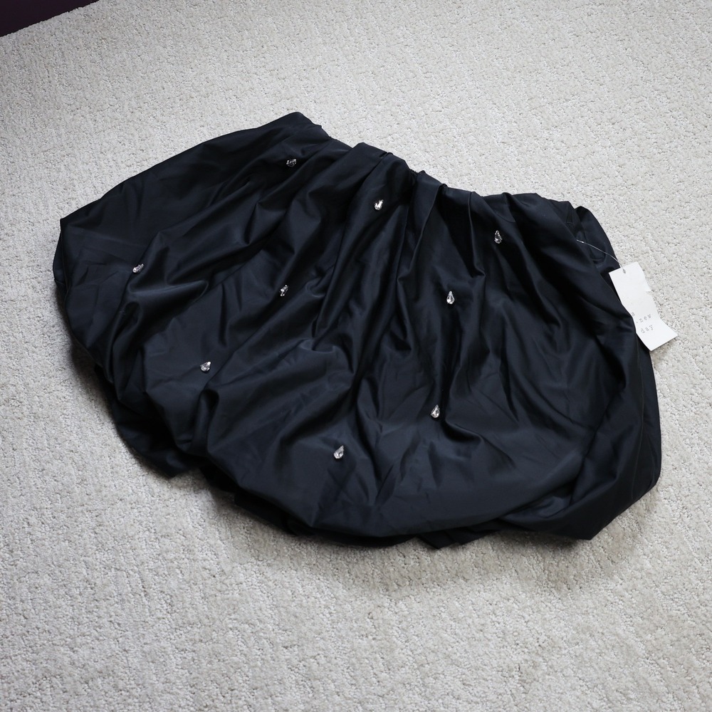 A New Day Black Rhinestone Bubble Mini Skirt XS NWT